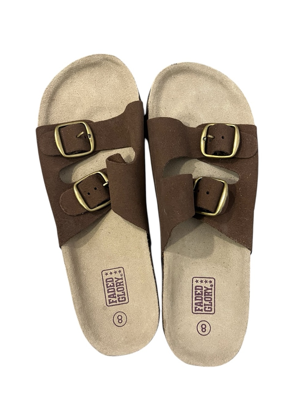 NWOT Faded Glory Double Strap Cork Sandals in Brown